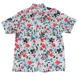 Tommy Bahama Men’s M Floral Silk Button Up Short Sleeve Shirt Hawaiian Casual